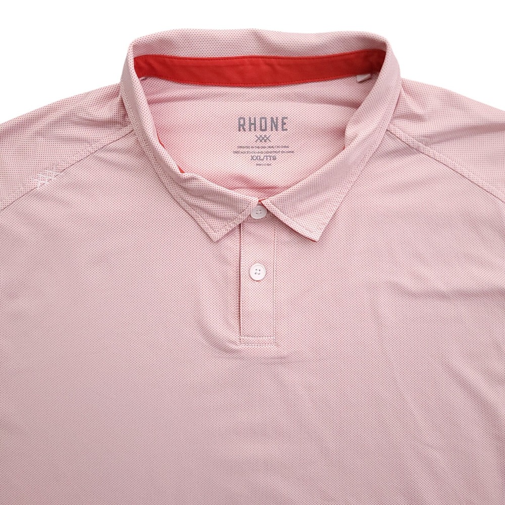 Rhone Polo Shirt Mens 2XL Pink Commuter‎ Performance Golf Wicking Stretch